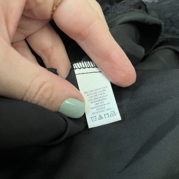 Y2K Lace Babydoll Tank Top Small Black Witchy Whimsigoth Velvet Trim Bow Long - Picture 10 of 10